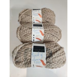 Touch Of Alpaca Thick & Quick Lion Brand Yarn Jumbo 7, Mushroom, 3 pack Lot